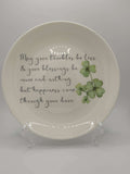 Set of 6-inch decorative plates displayed on wall and shelf with stands and stickers